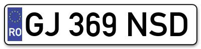 Placuta inmatriculare numar auto  GJ-369-NSD, GJ 369 NSD, GJ369NSD