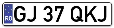 Placuta inmatriculare numar auto  GJ-37-QKJ, GJ 37 QKJ, GJ37QKJ