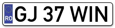 Placuta inmatriculare numar auto  GJ-37-WIN, GJ 37 WIN, GJ37WIN