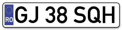 Placuta inmatriculare numar auto  GJ-38-SQH, GJ 38 SQH, GJ38SQH