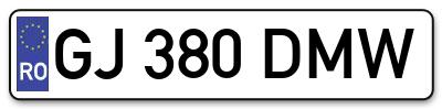 Placuta inmatriculare numar auto  GJ-380-DMW, GJ 380 DMW, GJ380DMW
