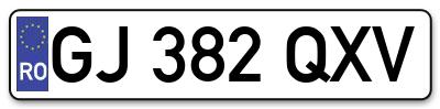 Placuta inmatriculare numar auto  GJ-382-QXV, GJ 382 QXV, GJ382QXV