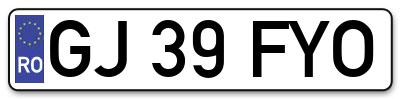 Placuta inmatriculare numar auto  GJ-39-FYO, GJ 39 FYO, GJ39FYO