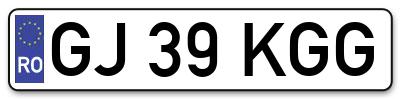 Placuta inmatriculare numar auto  GJ-39-KGG, GJ 39 KGG, GJ39KGG