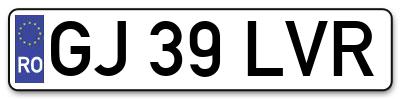 Placuta inmatriculare numar auto  GJ-39-LVR, GJ 39 LVR, GJ39LVR