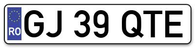 Placuta inmatriculare numar auto  GJ-39-QTE, GJ 39 QTE, GJ39QTE