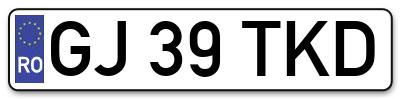 Placuta inmatriculare numar auto  GJ-39-TKD, GJ 39 TKD, GJ39TKD