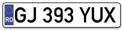 Placuta inmatriculare numar auto  GJ-393-YUX, GJ 393 YUX, GJ393YUX