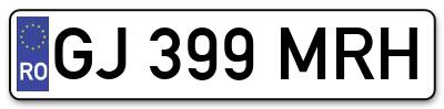 Placuta inmatriculare numar auto  GJ-399-MRH, GJ 399 MRH, GJ399MRH
