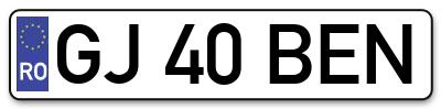 Placuta inmatriculare numar auto  GJ-40-BEN, GJ 40 BEN, GJ40BEN