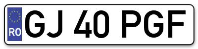 Placuta inmatriculare numar auto  GJ-40-PGF, GJ 40 PGF, GJ40PGF