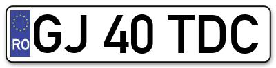 Placuta inmatriculare numar auto  GJ-40-TDC, GJ 40 TDC, GJ40TDC