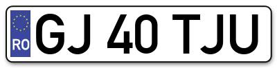 Placuta inmatriculare numar auto  GJ-40-TJU, GJ 40 TJU, GJ40TJU