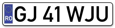 Placuta inmatriculare numar auto  GJ-41-WJU, GJ 41 WJU, GJ41WJU