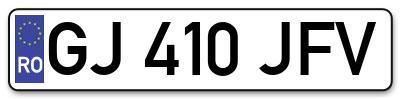 Placuta inmatriculare numar auto  GJ-410-JFV, GJ 410 JFV, GJ410JFV