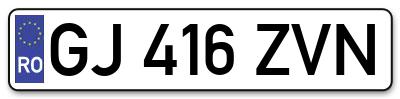 Placuta inmatriculare numar auto  GJ-416-ZVN, GJ 416 ZVN, GJ416ZVN