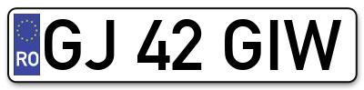 Placuta inmatriculare numar auto  GJ-42-GIW, GJ 42 GIW, GJ42GIW