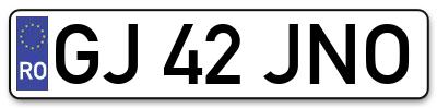 Placuta inmatriculare numar auto  GJ-42-JNO, GJ 42 JNO, GJ42JNO