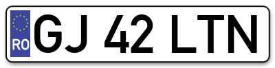 Placuta inmatriculare numar auto  GJ-42-LTN, GJ 42 LTN, GJ42LTN