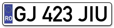 Placuta inmatriculare numar auto  GJ-423-JIU, GJ 423 JIU, GJ423JIU