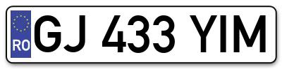 Placuta inmatriculare numar auto  GJ-433-YIM, GJ 433 YIM, GJ433YIM