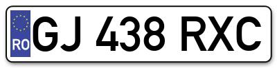 Placuta inmatriculare numar auto  GJ-438-RXC, GJ 438 RXC, GJ438RXC
