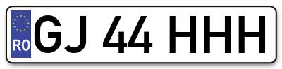 Placuta inmatriculare numar auto  GJ-44-HHH, GJ 44 HHH, GJ44HHH