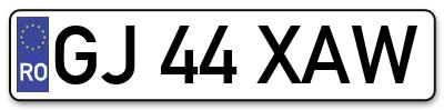 Placuta inmatriculare numar auto  GJ-44-XAW, GJ 44 XAW, GJ44XAW