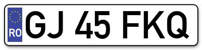 Placuta inmatriculare numar auto  GJ-45-FKQ, GJ 45 FKQ, GJ45FKQ