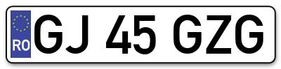 Placuta inmatriculare numar auto  GJ-45-GZG, GJ 45 GZG, GJ45GZG