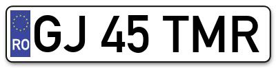 Placuta inmatriculare numar auto  GJ-45-TMR, GJ 45 TMR, GJ45TMR