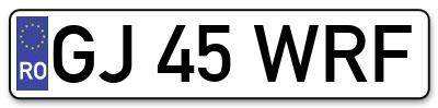 Placuta inmatriculare numar auto  GJ-45-WRF, GJ 45 WRF, GJ45WRF