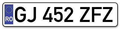 Placuta inmatriculare numar auto  GJ-452-ZFZ, GJ 452 ZFZ, GJ452ZFZ