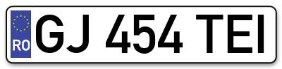 Placuta inmatriculare numar auto  GJ-454-TEI, GJ 454 TEI, GJ454TEI