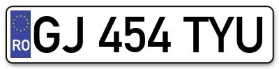 Placuta inmatriculare numar auto  GJ-454-TYU, GJ 454 TYU, GJ454TYU