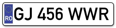 Placuta inmatriculare numar auto  GJ-456-WWR, GJ 456 WWR, GJ456WWR