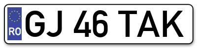 Placuta inmatriculare numar auto  GJ-46-TAK, GJ 46 TAK, GJ46TAK