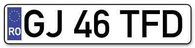 Placuta inmatriculare numar auto  GJ-46-TFD, GJ 46 TFD, GJ46TFD