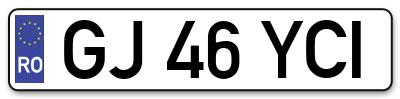 Placuta inmatriculare numar auto  GJ-46-YCI, GJ 46 YCI, GJ46YCI