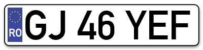 Placuta inmatriculare numar auto  GJ-46-YEF, GJ 46 YEF, GJ46YEF
