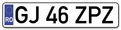 Placuta inmatriculare numar auto  GJ-46-ZPZ, GJ 46 ZPZ, GJ46ZPZ