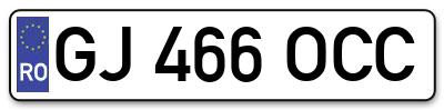 Placuta inmatriculare numar auto  GJ-466-OCC, GJ 466 OCC, GJ466OCC