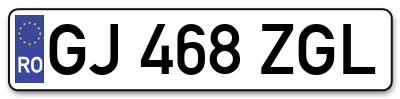 Placuta inmatriculare numar auto  GJ-468-ZGL, GJ 468 ZGL, GJ468ZGL