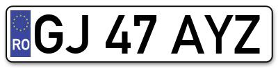 Placuta inmatriculare numar auto  GJ-47-AYZ, GJ 47 AYZ, GJ47AYZ