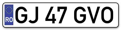 Placuta inmatriculare numar auto  GJ-47-GVO, GJ 47 GVO, GJ47GVO