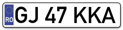 Placuta inmatriculare numar auto  GJ-47-KKA, GJ 47 KKA, GJ47KKA