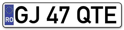 Placuta inmatriculare numar auto  GJ-47-QTE, GJ 47 QTE, GJ47QTE
