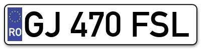Placuta inmatriculare numar auto  GJ-470-FSL, GJ 470 FSL, GJ470FSL