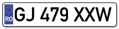 Placuta inmatriculare numar auto  GJ-479-XXW, GJ 479 XXW, GJ479XXW