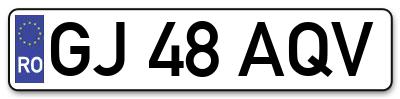 Placuta inmatriculare numar auto  GJ-48-AQV, GJ 48 AQV, GJ48AQV
